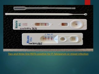 Two and three line RDTs positive for P. falciparum or mixed infection
 