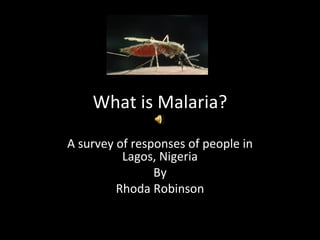 What is Malaria? A survey of responses of people in Lagos, Nigeria By Rhoda Robinson 