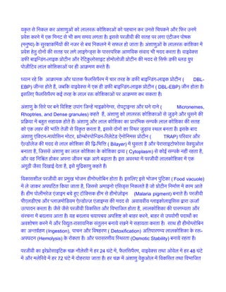यकृत से िनकल कर अंशाणुओं को लालर� कोिशकाओं को पहचान कर उनसे िचपकने और िफर उनमें
प्रवेश करनेमें एक िमनट से भी कम समय लगता है। इससे परजीवी क� सतह पर लगा एंटीजन पो
(मनुष्) के सुर�ाकिमर्यों क� नजर से बच िनकलनेमें सफल हो जाता है। अंशाणुओं के लालर� कािशका
प्रवेश हेतु दोनों क� सतह पर लगे लाइगे न्ड्स के पारस्प�रक आणिवक संवाद भी मदद करता है। वाइ
डफ� बाइिन्डं-लाइक प्रोटीन और रेिटकुलोसाइट होमोलोजी प्रोटीन क� मदद से िसफर् डफ� ब्ल
पोज़ीिटव लाल कोिशकाओं पर ही आक्रमण करतेहै
ध्यान रहे ि आक्रामक और घातकफैलिसपैरममें चार तरह के डफ� बाइिन-लाइक प्रोटी( DBLEBP) जीन्स होते ह, जबिक वाइवेक्स में एक ही डफ� बाइिन्-लाइक प्रोटी( DBL-EBP) जीन होता है।
इसिलए फैलिसपैरम कई तरह के लाल र� कोिशकाओं पर आक्रमण कर सकताहै
अंशाणु के िसरे पर बने िविश� उपांग िजन्हें माइक्रो, रोपट्राइन्स और घने दा(
Micronemes,
Rhoptries, and Dense granules) कहते है, अंशाणु को लालर� कोिशकाओं से जुड़ने और घुसने क�
प्रिक्रया में बह�त सहायक होते हैं।अंशाणु और लाल कोिशका का प्रारंिभक सम्पकर् लाल कोिश
को एक लहर क� भांित तेजी से िवकृत करता है, इससे दोनों का िस्थरजुड़ाव स्थल बनता है। इसके ब
अंशाणु एिक्ट-मायोिसन मोटर, थ्रोम्बोस्पो-�रलेटेड ऐनोिनमस प्रोटी(
TRAP) प�रवार और
ऐल्डोलेज क� मदद से लाल कोिशका क� ि-िभि� ( Bilayer) में घुसता है और पेरासाइटोफोरस वेक्युओ
बनाता है, िजससे अंशाणु का लाल कोिशका के कोिशका द्रव( Cytoplasm) से कोई सम्पकर् नहीं रहता,
और वह िनि�ंत होकर अपना जीवन चक्र आगे बढ़ाताहै। इस अवस्था में परजीवी लालकोिशका मे
अंगूठी जैसा िदखाई देता है, इसे मुिद्रकाणु कहतेहै
िवकासशील परजीवी का प्रमुख भोजन हीमोग्लोिबन होता है। इसिलए इसे भोजन पुिट( Food vacuole)
में ले जाकर अपघिटत िकया जाता ह, िजससे अमाइनो एिसड्स िनकलते है जो प्रोटीन िनमार्ण में काम
हैं। हीम पोलीमरेज एंजाइम बचे ह�ए टॉिक्सक हीम से हीमोज़ोइ (Malaria pigment) बनाते हैं। परजीवी
पीएलडीएच और प्लाज़मोिडयम ऐल्डोल्ज़ एंजाइम्स क� मदद से  अवायवीय ग्लाइकोलाइिसस द्वार
उत्पादन करता है। जैसे जैसे परजीवी िवकिसत और िवभािजत होता ह, लालकोिशका क� पारगम्यता और
संरचना में बदलाव आता है। यह बदलाव चयापचय अपिश� को बाहर करन, बाहर से उपयोगी पदाथ� का
अवशोषण करने में और िवद्-रासायिनक संतुलन बनाये रखने मे सहायता करता है। साथ ही हीमोग्लोिबन
का अन्तग्रर(Ingestion), पाचन और िवषहरण ( Detoxification) अितपारगम्य लालकोिशका के रअपघटन (Hemolysis) के रोकता है। और परासरणीय िस्थरता(Osmotic Stability) बनाये रहता है।
परजीवी का इरेथ्रोसाइिटक चक्र नौलेसी मे24 घंटे मे, फैलिसपैरम, वाइवेक्स तथा ओवेल में ह48 घंटे
में और मले�रये में ह72 घंटे में दोहराया जाता है। हर चक्र में अंशाणुवेकुओल में िवकिसत तथा िवभ

 