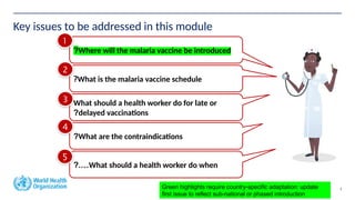 MALARIA VACCINE SCHEDULE --- ESSENTIAL MALARIA TRAINING MODULES ...