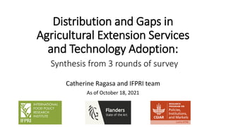 Distribution and Gaps in
Agricultural Extension Services
and Technology Adoption:
Synthesis from 3 rounds of survey
Catherine Ragasa and IFPRI team
As of October 18, 2021
 
