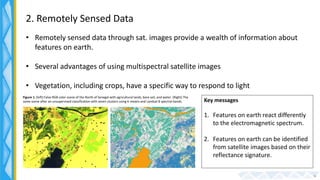 2. Remotely Sensed Data
• Remotely sensed data through sat. images provide a wealth of information about
features on earth...