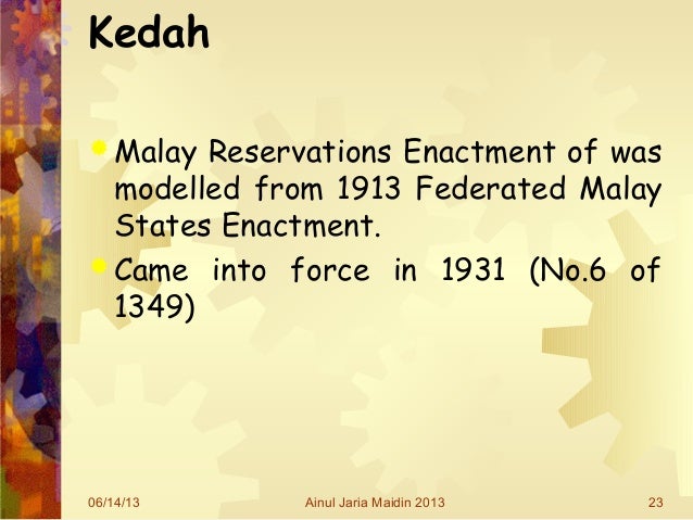 malay reserve enactment pdf