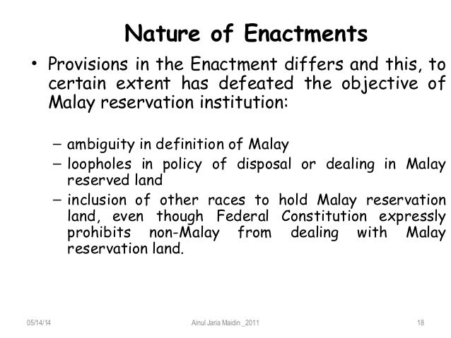 malay reserve enactment pdf