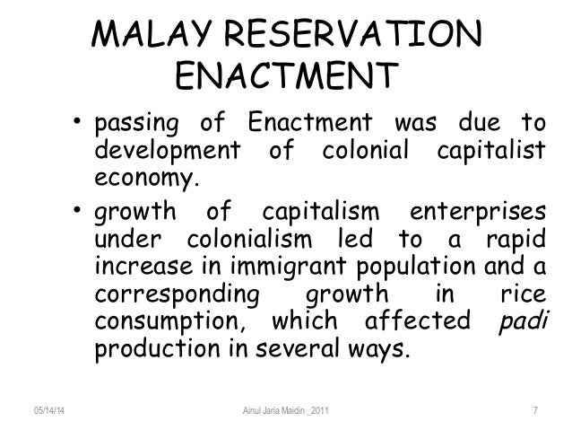 malay reserve enactment pdf
