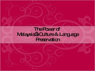 The Power of  Malaysia’s Culture & Language Preservation 