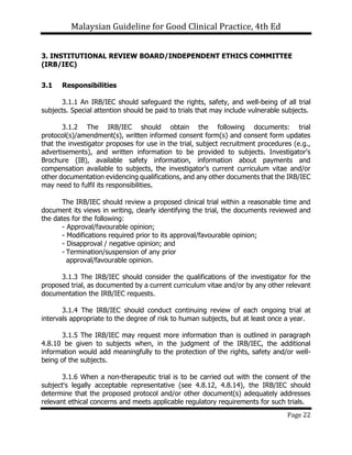 Malaysian Guideline for Good Clinical Practice | PDF