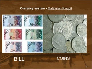 Currency system -  Malaysian Ringgit BILL COINS 