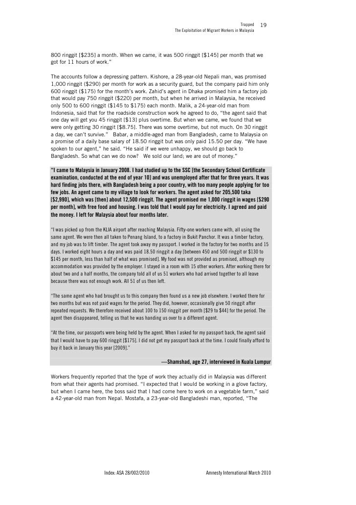 Trapped: The exploitation of Migrant Workers in Malaysia