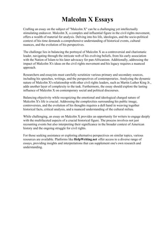 Malcolm X Essays Malcolm X Essay Reportz60 Web Fc2