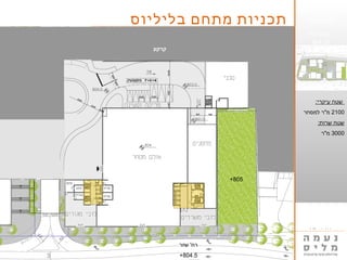 5649'‫א‬
‫לובל‬ ‫יונתן‬
‫אדריכל‬
‫שזר‬ ‫מפלס‬
804.00
‫בליליוס‬ ‫מתחם‬ ‫תכניות‬
:‫עיקרי‬ ‫שטח‬
2100‫למסחר‬ ‫מ"ר‬
:‫שרות‬ ‫שטח‬
3000‫מ"ר‬
‫שזר‬ '‫רח‬
804.5+
805+
‫קרקע‬
 