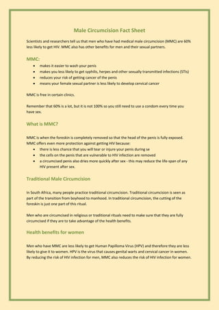 Male circumcision fact sheet | PDF