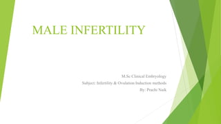 MALE INFERTILITY
M.Sc Clinical Embryology
Subject: Infertility & Ovulation Induction methods
By: Prachi Naik
 
