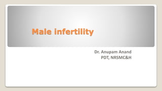 Male infertility
Dr. Anupam Anand
PDT, NRSMC&H
 