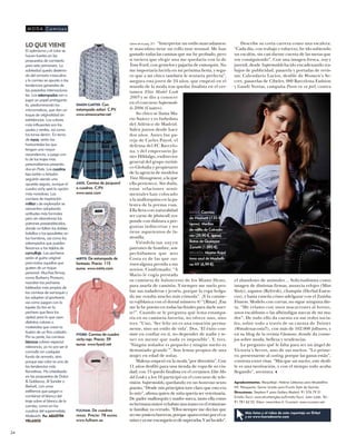 MODA Camisas

LO QUE VIENE

El optimismo y el color se
hacen fuertes en las
propuestas de camisería
para esta primavera. La
sobriedad queda desterrada del armario masculino
y la camisa se apunta a las
tendencias generales de
las pasarelas internacionales. Los estampados van a
jugar un papel protagonista, predominando los
micromotivos, que dan un
toque de originalidad sin
estridencias. Los colores
más influyentes son los
azules y verdes, así como
los tonos denim. En tema
de rayas, serán las
horizontales las que
tengan una mayor
ascendencia, a juego con
la de los trajes más
personalísimos presentados en París. Los cuadros
tipo tartán o leñador
seguirán siendo una
apuesta segura, aunque el
cuadro vichy será la opción
más novedosa. Las
camisas de inspiración
militar y de explorador se
reinventan adoptando
actitudes más formales
pero sin abandonar los
patrones preestablecidos,
donde no faltan los dobles
bolsillos o los epaulettes en
los hombros, así como los
estampados que pueden
llevarnos a los tejidos de
camuflaje. Las pecheras
serán el guiño original
para todos aquellos que
gusten de un toque
personal. Muchas firmas,
como Burberry Prorsum,
rescatan las pecheras
tableadas más propias de
las camisas de esmoquin y
las adaptan al sportwear,
así como juegan con la
tapeta (la tira en la
pechera que lleva los
ojales) para la que usan
distintos colores o
materiales que crean la
ilusión de un fino corbatín.
Por su parte, las camisas
blancas cobran especial
relevancia, ya no por ser el
comodín en cualquier
fondo de armario, sino
porque ese color es una de
las tendencias más
llamativas. Ha cristalizado
en las propuestas de Dolce
& Gabbana, Jil Sander o
Berlurti, con unos
estilismos que juegan a
combinar el blanco del
traje sobre el blanco de la
camisa, como en los
cuadros del suprematista
Malievich. Por AGUSTÍN
VELASCO

24

SIMON CARTER. Con

estampado safari. C.P
.V.
www.simoncarter.net

ASOS. Camisa de jacquard

a cuadros. C.P
.V.
www.asos.com

MIRTO. De estampado de

fantasía. Precio: 115
euros. www.mirto.com

FYORD. Camisa de cuadro

vichy rojo. Precio: 59
euros. www.fyord.net

FULHAM. De

cuadros
rosas. Precio: 78 euros.
www.fulham.es

(viene de la pag. 21) “Interpretar un estilo marcadamente masculino tiene un rollo muy sensual. Me han
gustado todas las camisas que me he probado, pero
si tuviera que elegir una me quedaría con la de
Tom Ford, con gemelos y pajarita de esmoquin. No
me importaría lucirla en mi próxima fiesta, y seguro que a mi chico también le sentaría perfecta”,
asegura esta joven de 24 años, que empezó en el
mundo de la moda tras quedar finalista en el certamen Elite Model Look
2005 y se dio a conocer
en el concurso Supermodelo 2006 (Cuatro).
Su chico se llama Mario Suárez y es futbolista
del Atlético de Madrid.
Salen juntos desde hace
dos años. Antes fue pareja de Carles Puyol, el
defensa del FC Barcelona, y del empresario Javier Hildalgo, exdirector
general del grupo turístico Globalia y propietario
de la agencia de modelos
View Management, a la que
ella pertenece. Sin duda,
estas relaciones sentimentales han colocado
a la mallorquina en la palestra de la prensa rosa.
Ella lleva con naturalidad
RAYAS. Camisa
ser carne de photocall; resde Hackett (135 €,
ponde con dulzura a preaprox). Medias
guntas indiscretas y no
de rejilla de Calcedotiene aspavientos de fania (29,90 €, aprox).
mosilla.
Botas de Giuseppe
Viéndola tan sexy en
Zanotti (1.095 €).
patrones de hombre, sosBELLEZA. Master Kajal
pechábamos que miss
tono azul de MaybelliCosta es de las que sustraen alguna prenda a sus
ne NY (6,99 €).
novios. Confirmado: “A
Mario le cogía prestada
su camiseta de baloncesto de los Miami Heats,
para usarla de camisón. Y siempre me suelo probar sus sudaderas y jerséis, porque la ropa holgada me resulta mucho más cómoda”. ¿Y la camiseta rojiblanca con el dorsal número 4? “[Risas] ¡Esa
me la he puesto en todas las finales para darle suerte!”. Cuando se le pregunta qué lema estamparía en su camiseta favorita, no ofrece uno, sino
tres: “Uno, ‘Ser feliz no es una emoción permanente, sino un estilo de vida’. Dos, ‘El éxito consiste en confiar en ti, no depender de nadie y tener en mente que nada es imposible’. Y, tres,
‘Ningún soñador es pequeño y ningún sueño es
demasiado grande’”. Son lemas propios de una
mujer en edad de soñar.
Malena empezó en la moda “por diversión”. Con
11 años desfiló para una tienda de ropa de su ciudad; con 13 quedó finalista en el certamen Elite Model Look y a los 16 participó en el concurso de televisión Supermodelo, quedando en un honroso sexto
puesto. “Desde mis principios tuve claro que esto era
lo mío”, afirma quien de niña quería ser veterinaria.
De padre mallorquín y madre sueca, tanto ella como
su hermana mayor echaban una mano en el restaurante familiar, ya cerrado. “Ellos siempre me decían que
no me pusiera barreras, porque aparecerían por el camino y ya me encargaría yo de superarlas. Y así ha sido”.

Describe su corta carrera como una escalera:
“Cada día, con trabajo y esfuerzo, he ido subiendo
un escalón, sin casi darme cuenta de las metas que
voy consiguiendo”. Con una imagen fresca, sexy y
juvenil, desde Supermodelo ha ido encadenando trabajos de publicidad, pasarela y portadas de revistas: Calendario Larios, desfile de Women’s Secret, pasarelas de Cibeles, 080 Barcelona Fashion
y Gaudí Novias, campaña Ponte en su piel, contra

el abandono de animales… Solicitadísima como
imagen de distintas firmas, anuncia relojes (Miss
Sixty), zapatos (Refresh), champús (Herbal Essences), y hasta enseña cómo adelgazar con el Zumba
Fitness. Modelo con curvas, no sigue ninguna dieta. “Me relamo con unos macarrones al horno,
unos escaldums o las albóndigas suecas de mi madre”. De todo ello da cuenta en sus redes sociales, sobre todo a través de su cuenta de Twitter
(@malenacosta7), con más de 162.000 followers, y
en su blog de la revista Glamour, donde da consejos sobre moda, belleza y tendencias.
Le pregunto qué le falta para ser un ángel de
Victoria’s Secret, uno de sus sueños. “Lo primero, presentarme al casting, porque las ganas están”,
contesta entre risas. “Más que un sueño, este desfile es una motivación, y con el tiempo todo acaba
llegando”, aventura. W
Agradecimientos. Maquillaje: Helena Liébanas para Maybelline
NY. Peluquería: Gema Uceda para Fructis Style de Garnier.
Direcciones. Stephen F. para Gallery Madrid: 91 576 79 31.
Emidio Tucci: www.elcorteingles.es/Emidio-Tucci. John Lobb: Tel.:
91 781 62 52. Kiton: www.kiton.it. Cruciani: www.cruciani.net.

Más fotos y el vídeo de este reportaje en Orbyt
y en www.fueradeserie.com

 