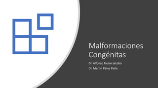 Malformaciones
Congénitas
Dr. Alfonso Fierro Jacobo
Dr. Martin Pérez Peña
 
