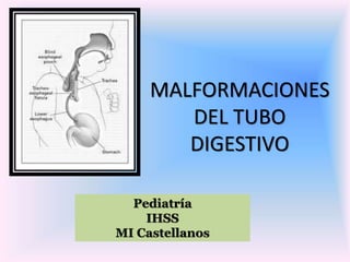 MALFORMACIONES
DEL TUBO
DIGESTIVO
Pediatría
IHSS
MI Castellanos
 