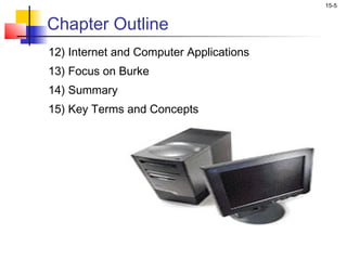 15-5


Chapter Outline
12) Internet and Computer Applications
13) Focus on Burke
14) Summary
15) Key Terms and Concepts
 