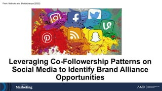 From: Malhotra and Bhattacharyya (2022)
Leveraging Co-Followership Patterns on
Social Media to Identify Brand Alliance
Opportunities
 