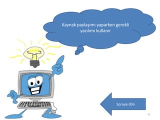 Kaynak paylaşımı yaparken gerekli
yazılımı kullanır
Soruya dön
41
 