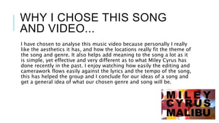 WHY I CHOSE THIS SONG
AND VIDEO...
I have chosen to analyse this music video because personally I really
like the aestheti...