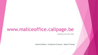 www.maliceoffice.calipage.be 
Analyse de site web 
Antoine Didens | Guillaume François | Malice Thomas 
 
