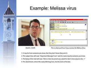 Example: Melissa virus 
 