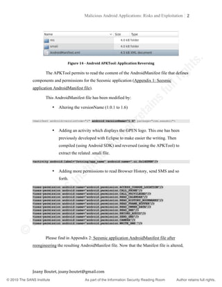 Malicious android-applications-risks-exploitation 33578 | PDF
