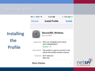 Malicious MDM
Installing
the
Profile
 