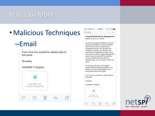 Malicious MDM
• Malicious Techniques
‒Email
 