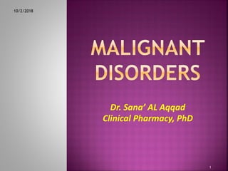 Dr. Sana’ AL Aqqad
Clinical Pharmacy, PhD
10/2/2018
1
 
