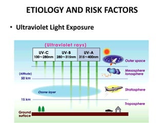 ETIOLOGY AND RISK FACTORS
• Ultraviolet Light Exposure
 