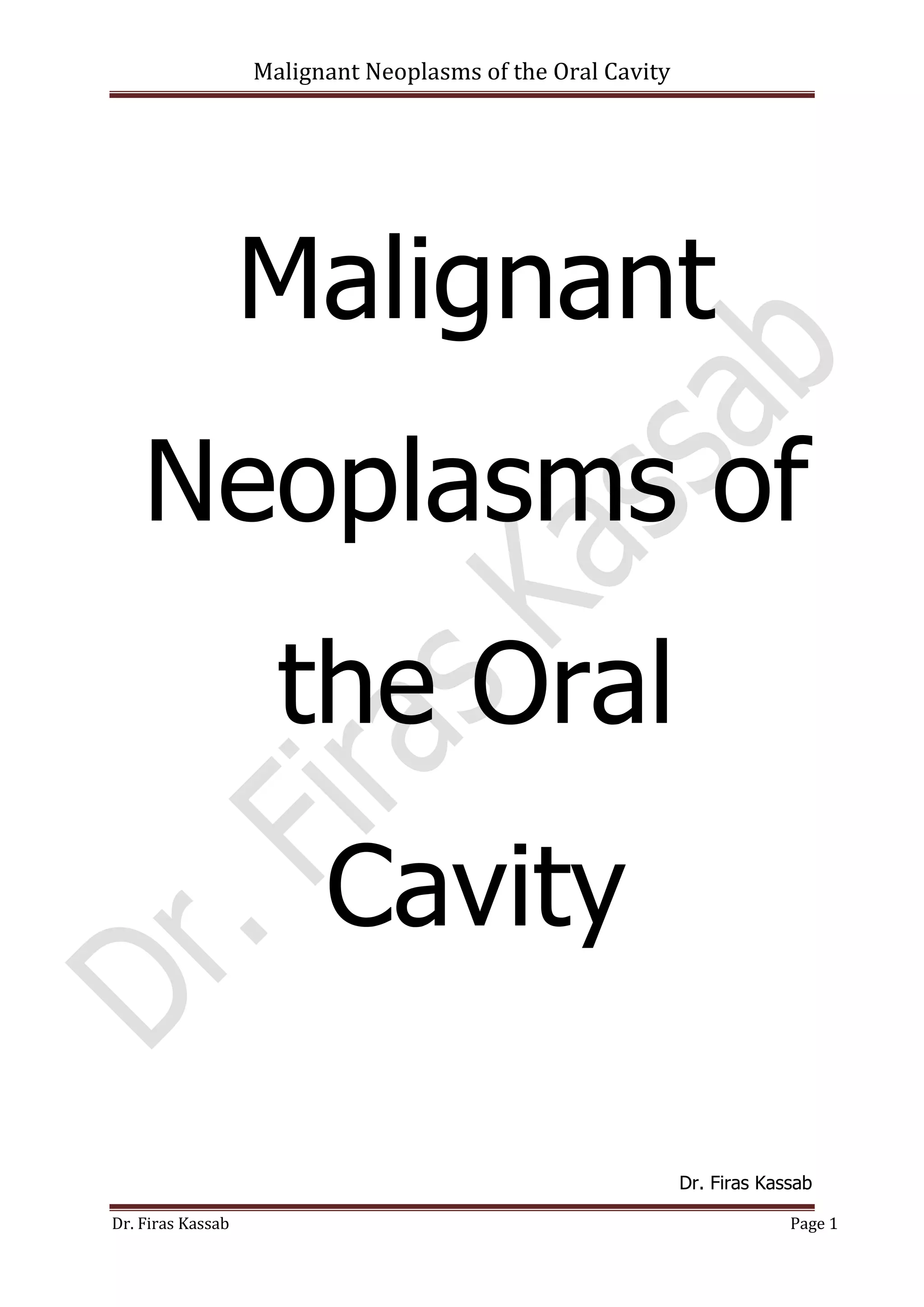 Malignant neoplasms of the oral cavity | PDF