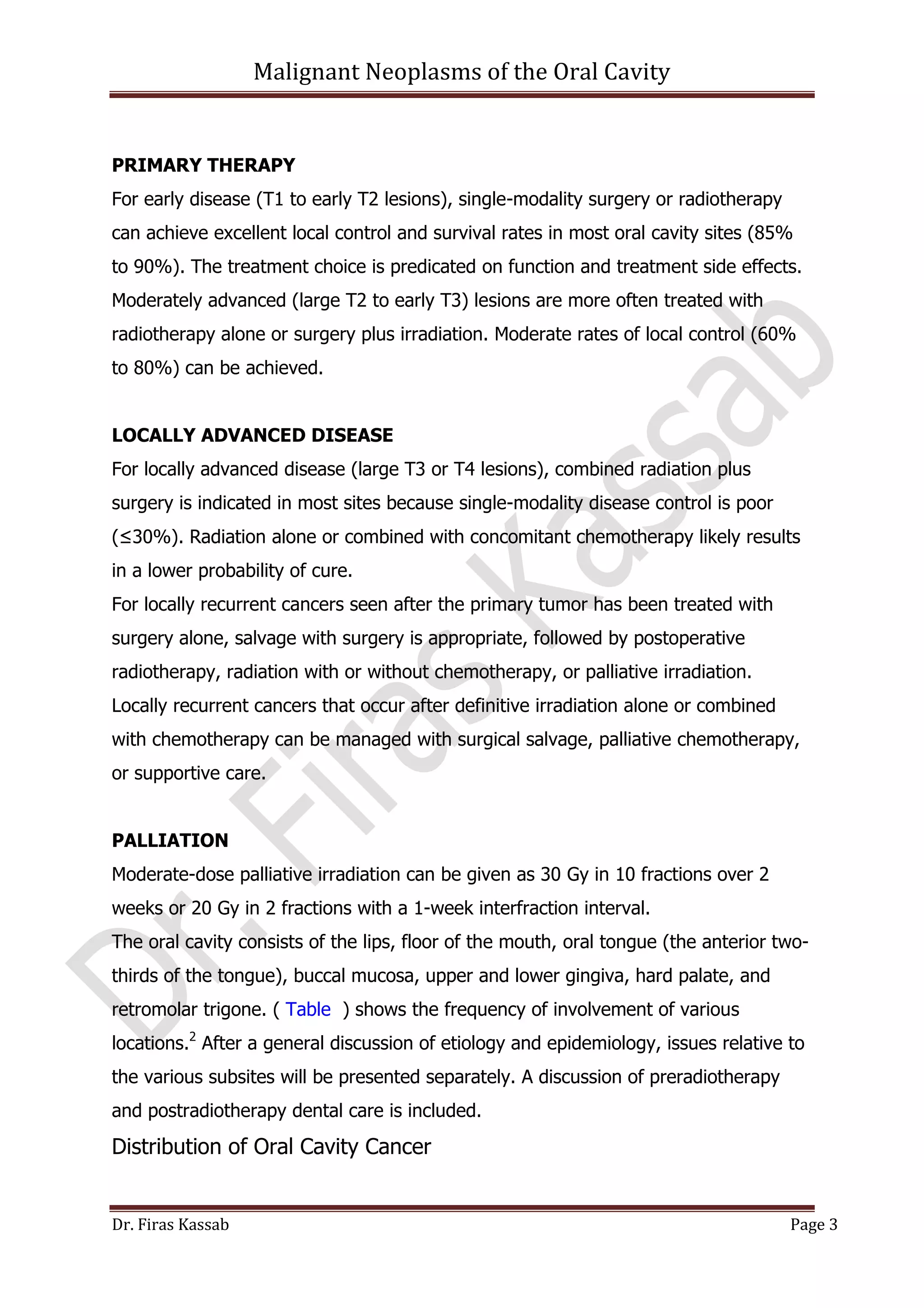 Malignant neoplasms of the oral cavity | PDF