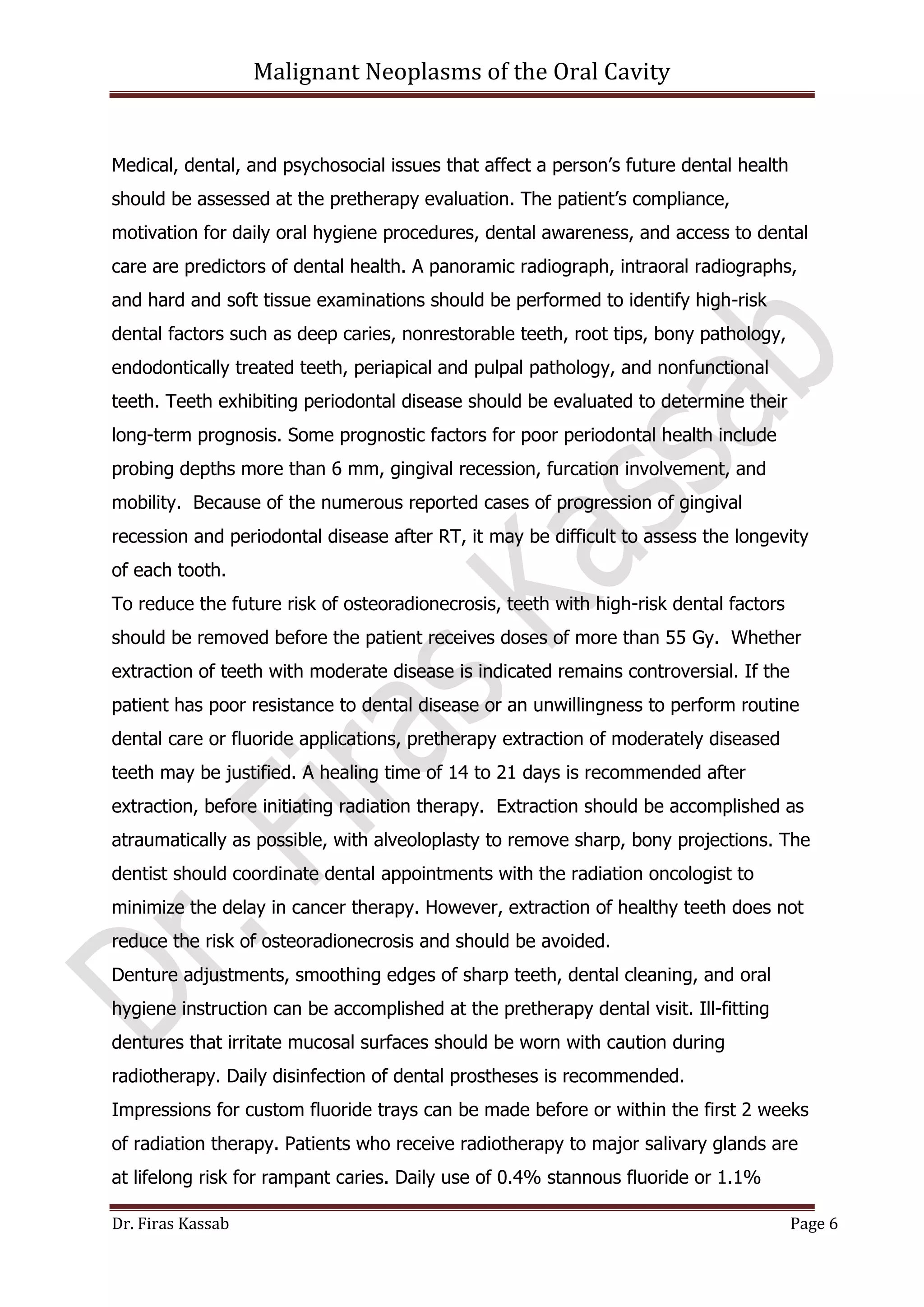 Malignant neoplasms of the oral cavity | PDF
