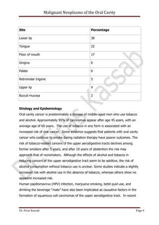 Malignant neoplasms of the oral cavity | PDF