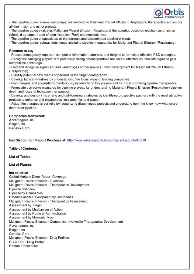 2017 Malignant Pleural Effusion H2 Market Pipeline Review