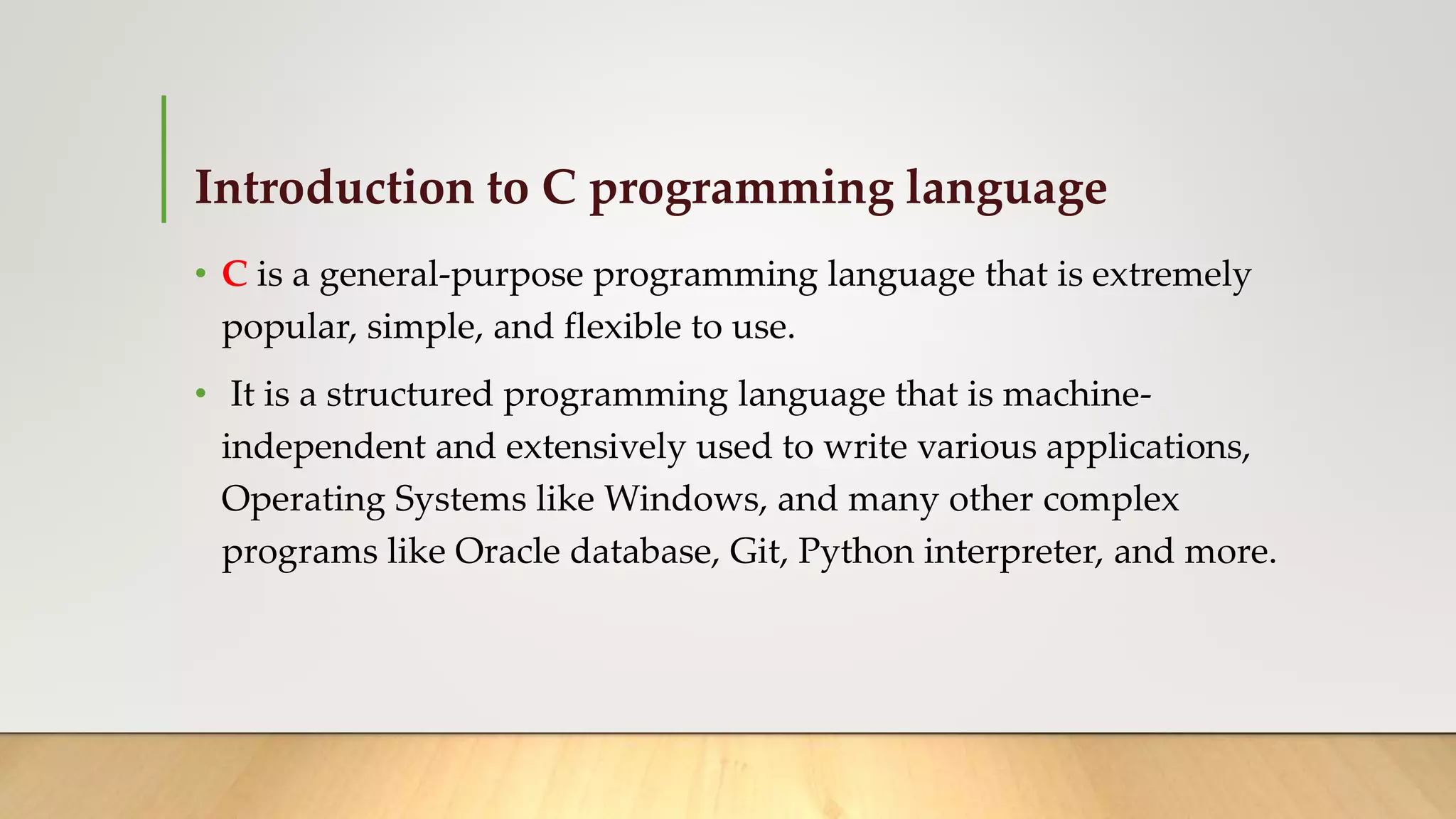 Introduction to C programming | PPT
