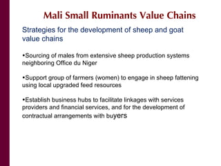 Mali small ruminant value chains: Where are we?