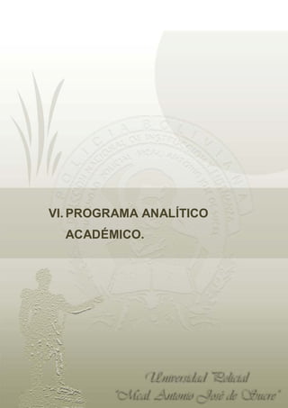 REDISEÑO CURRICULAR ESBAPOL: 2010




VI. PROGRAMA ANALÍTICO
  ACADÉMICO.




            1
 