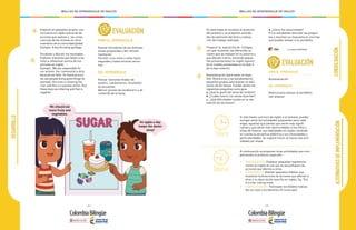 - 214 - - 215 -
MALLAS DE APRENDIZAJE DE INGLÉS MALLAS DE APRENDIZAJE DE INGLÉS
5
DESARROLLO
PARA EL APRENDIZAJE
Revisar borradores de las distintas
tareas propuestas y dar retroali-
mentación.
Permitir a los niños y niñas hacer
segundas y hasta terceras versio-
nes.
DEL APRENDIZAJE
Revisar versiones finales de:
posters, cuestionarios, resultados
de encuestas.
Aplicar quizzes de vocabulario y de
contenido de la tarea.
EVALUACIÓN4 Elaborar en pequeños grupos, una
caricatura en inglés acerca de las
acciones que realizan y las conse-
cuencias de las mismas en otros
miembros de la comunidad global.
Ejemplo: A boy throwing garbage.
Socializar y discutir los resultados.
Elaborar oraciones que lleven a los
niños a reflexionar acerca de sus
acciones en inglés.
Ejemplo: We are responsible for
our actions. Our community is dirty
because we litter. On these picture
we see people doing good things for
example: this man is cleaning the
river and this is a positive action. But,
these boys are littering and that is
negative.
We should eat
more fruits and
vegetables.
An apple a day,
keeps the doctor
away!
CONSOLIDACIÓNALTERNATIVASDEIMPLEMENTACIÓN
1
2
En esta etapa se socializa el producto
del proyecto y se proponen activida-
des de extensión del tema y evalua-
ción del trabajo realizado:
Preparar la exposición de Collages
con que muestren las diferentes ac-
ciones que se realizan en su entorno y
que afectan a otros, haciendo peque-
ñas presentaciones en inglés siguien-
do el modelo presentado en la task 5
de la fase anterior.
Autoevaluación (para hacer en espa-
ñol): Reúne a los y las estudiantes en
pequeños grupos para evaluar la reali-
zación de las tareas. Puedes darles las
siguientes preguntas como guía:
a. ¿Qué te gustó del tema del módulo?
b. ¿Cuáles fueron tus tareas favoritas?
c. ¿Qué dificultades tuviste en la rea-
lización de las tareas?
d. ¿Cómo los solucionaste?
• Los estudiantes discuten las pregun-
tas y resumen su respuesta en una hoja
que pueden anexar a su portafolio.
ÉTICA: La responsabilidad.
PARA EL APRENDIZAJE
Autoevaluación
DEL APRENDIZAJE
Rúbrica para evaluar el portafolio.
(ver anexos)
EVALUACIÓN
Si sólo tienes una hora de inglés a la semana, puedes
escoger entre las actividades propuestas para cada
etapa, aquellas que sientas que serán más signifi-
cativas y que darán más oportunidades a los niños y
niñas de mejorar sus habilidades en inglés, teniendo
en cuenta la secuencia didáctica y sus necesidades y
particularidades. Se sugiere incluir al menos dos acti-
vidades por etapa.
A continuación se proponen otras actividades que com-
plementan el producto esperado:
•	 PREPARACIÓN: Preparar pequeñas representa-
ciones en inglés en las que se escenifiquen las
acciones que afectan a otros.
•	 DESARROLLO: Diseñar pequeños folletos que
muestran ilustraciones de acciones que afectan a
otros y su descripción sencilla en inglés. Eg. This
is a man cutting trees.
•	 CONSOLIDACIÓN: Fotocopiar los folletos realiza-
dos en casa y socializarlos en la escuela.
3Horas
1Hora
 