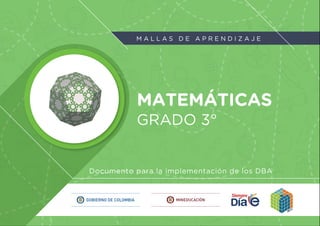 M A L L A S D E A P R E N D I Z A J E
Documento para la implementación de los DBA
GRADO 3°
MATEMÁTICAS
 