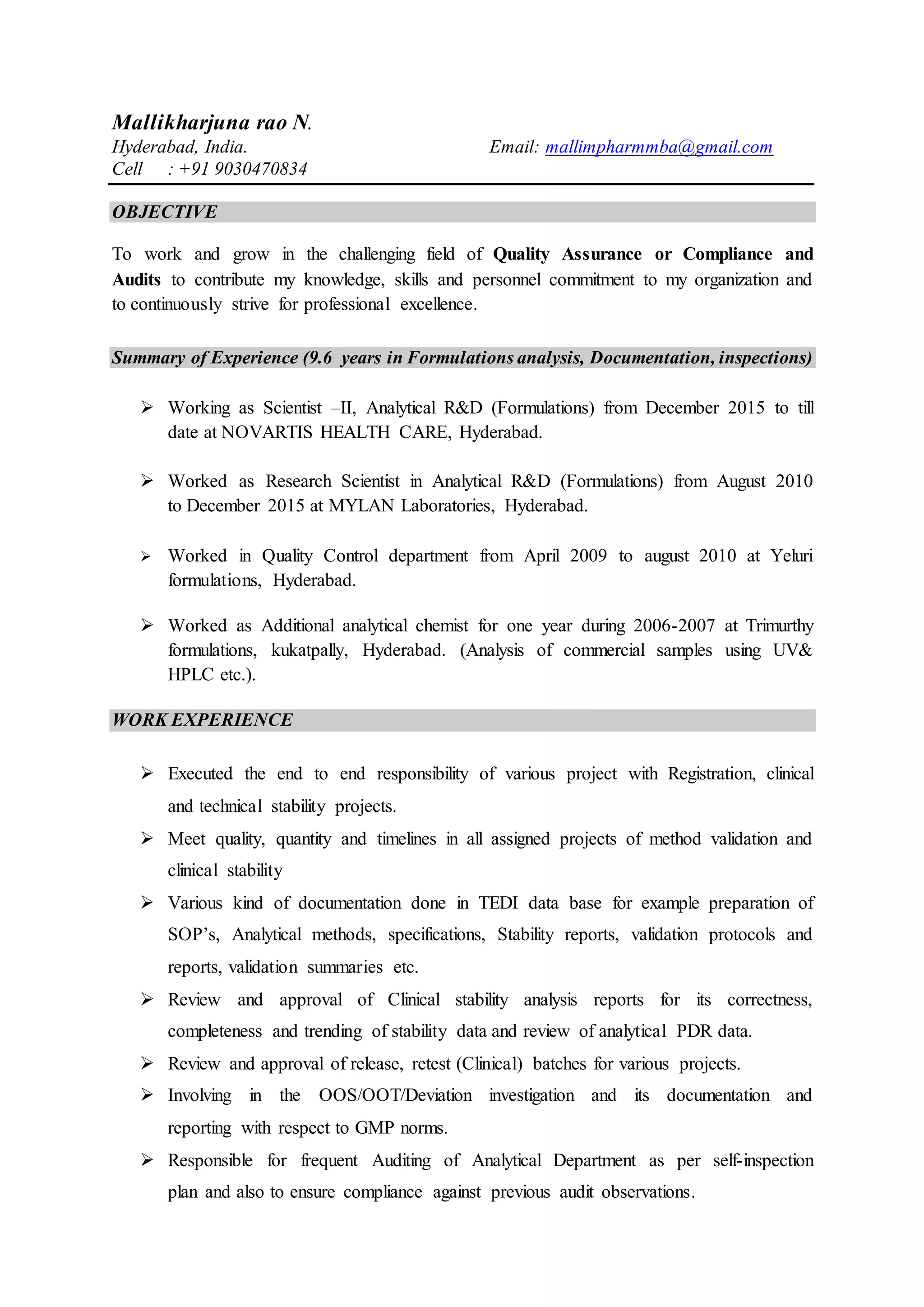 Mallikarjuna rao resume dqa PDF - Mallikarjuna Rao Resume Dqa 1 2048 
