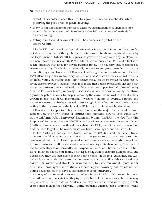 Dissertation on role of institutional investors