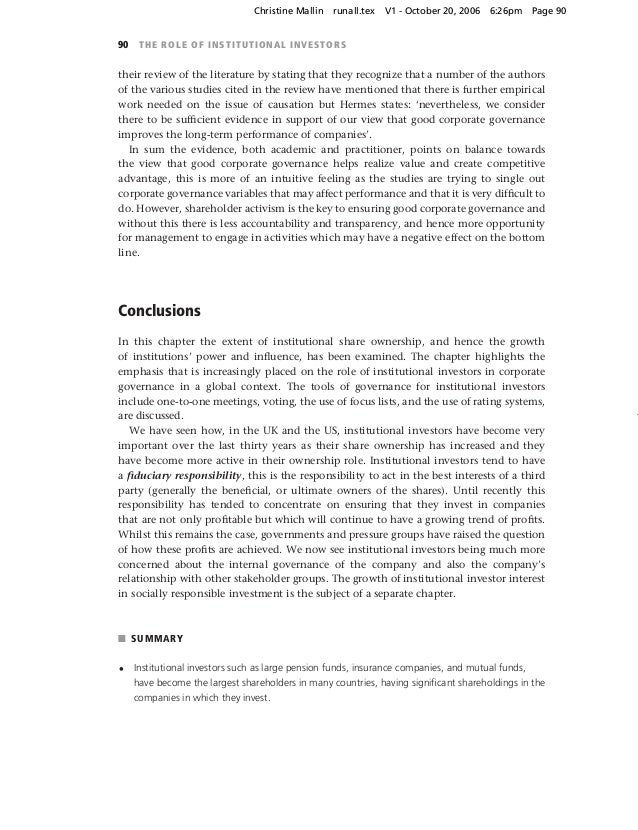 Dissertation on role of institutional investors