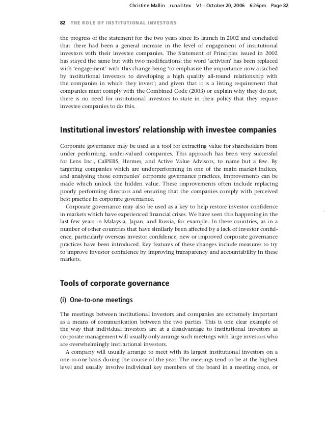 Dissertation on role of institutional investors