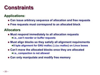 Sequence Allocation Dynamic memory allocation Dynamic Memory Allocation I. Topics. Basic ...