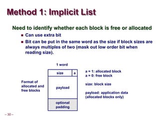 Dynamic memory allocation Dynamic Memory Allocation I. Topics. Basic ...