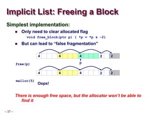 Dynamic memory allocation Dynamic Memory Allocation I. Topics. Basic ...