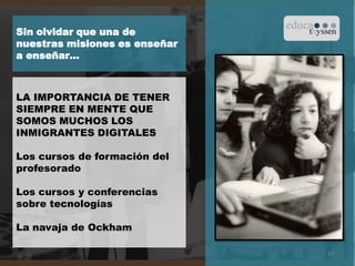 … y estaba muy centrado en el mandato que en un principio tenía el Área de Educación,LA DIFUSIÓN DEL CONOCIMIENTO QUE ALBERGA EL MUSEO DISTRIBUYENDO RECURSOSLa oferta de recursos educativos para acercarse al Museo: Presencial o virtualmenteAbriendo posibilidades a la experimentación educativaLos riesgos de la innovación: Aprendiendo de los fracasos12